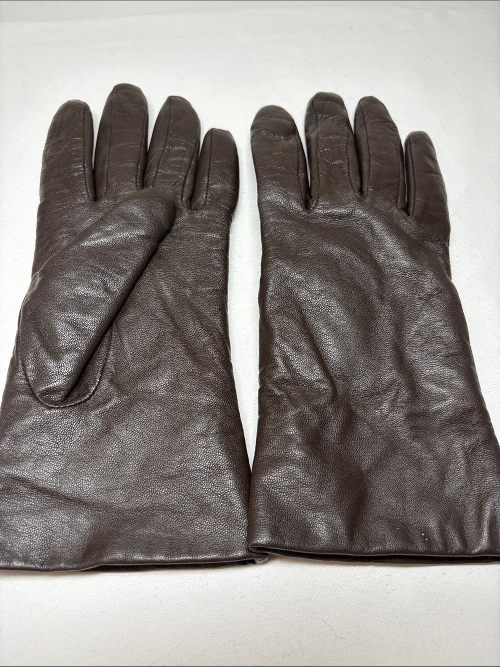 Aris Chocolate Brown Leather Gloves Size 7.5